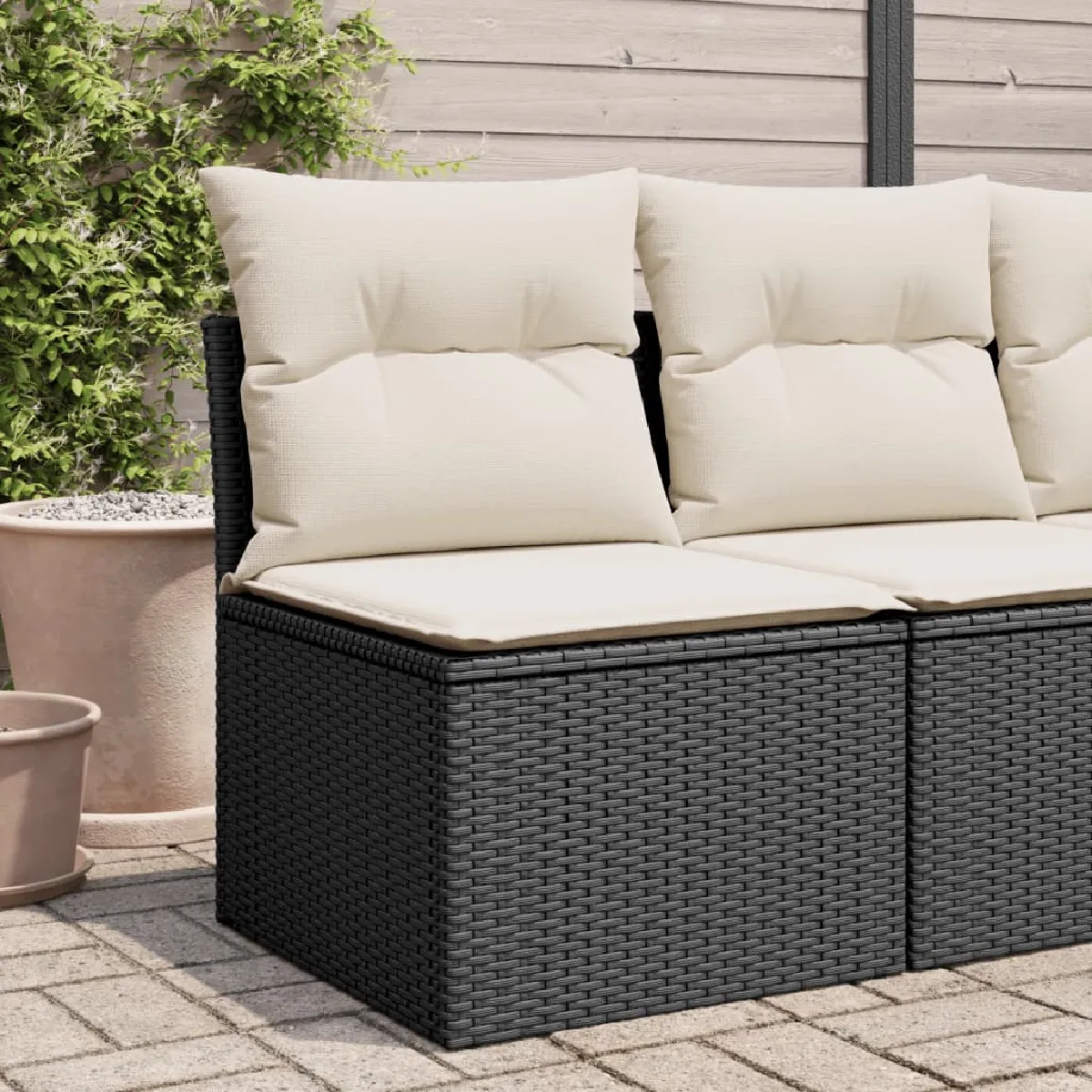 vidaXL Canapé de Jardin en Résine Tressée Noir