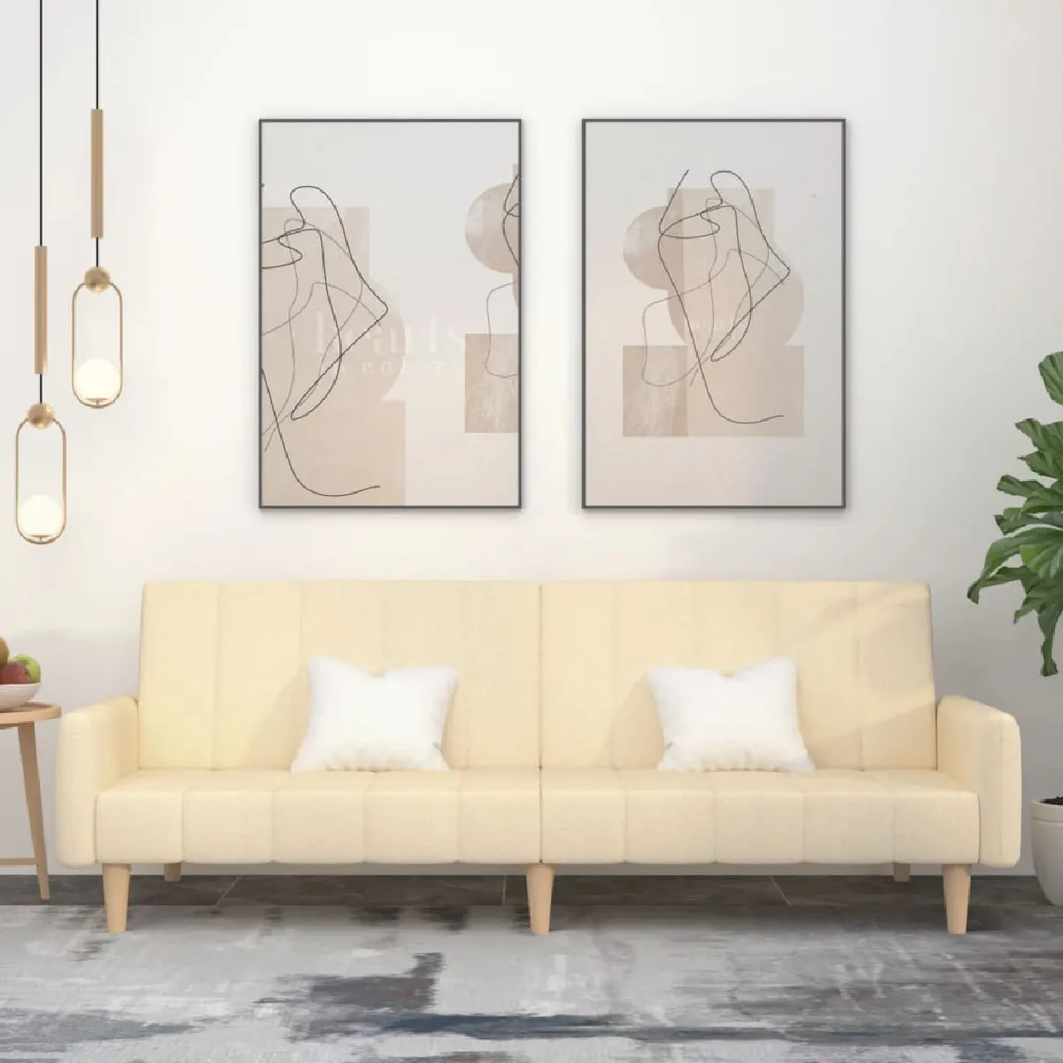 vidaXL Canapé lit 2 places Crème