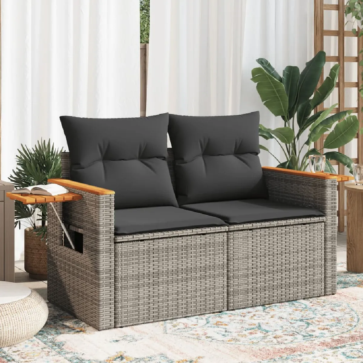 vidaXL Canapé jardin 2 places - vue 3
