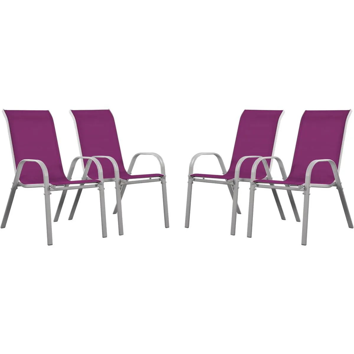 Fauteuil jardin Textilène [ ]Cordoba[ ] - Phoenix - Rose - Lot de 4
