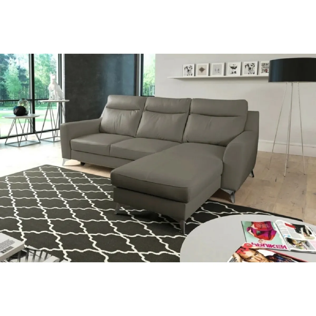Venesetti Canapé d'angle convertible GIANNI - Cuir taupe Venesetti Canapé d'angle convertible GIANNI - Cuir taupe