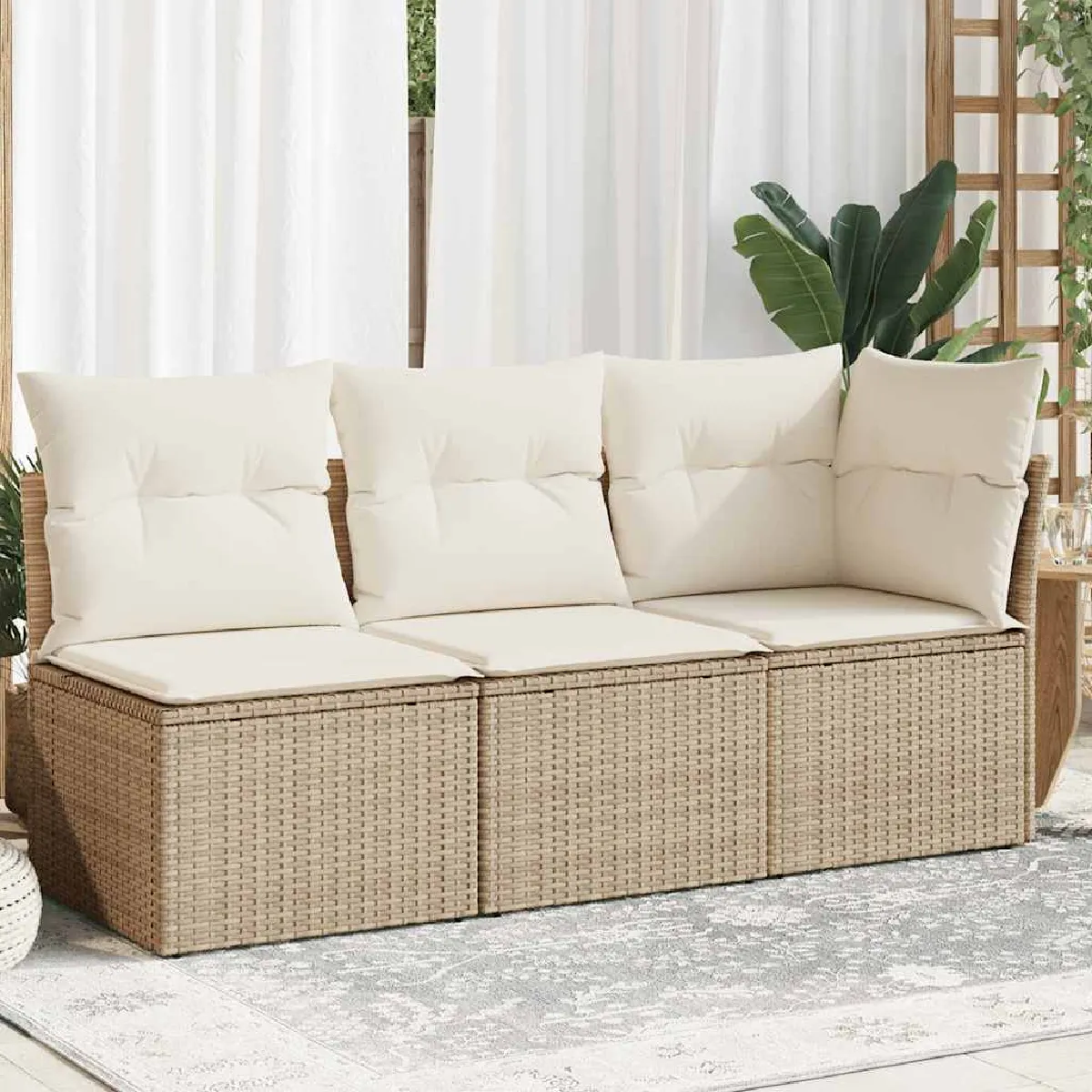 vidaXL Canapé de jardin 3 places Résine tressée - vue 10