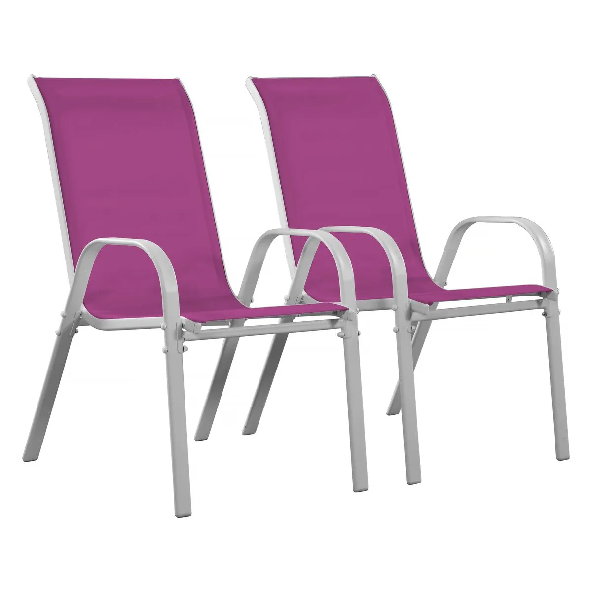 Fauteuil jardin Textilène [ ]Cordoba[ ] - Phoenix - Rose - Lot de 2