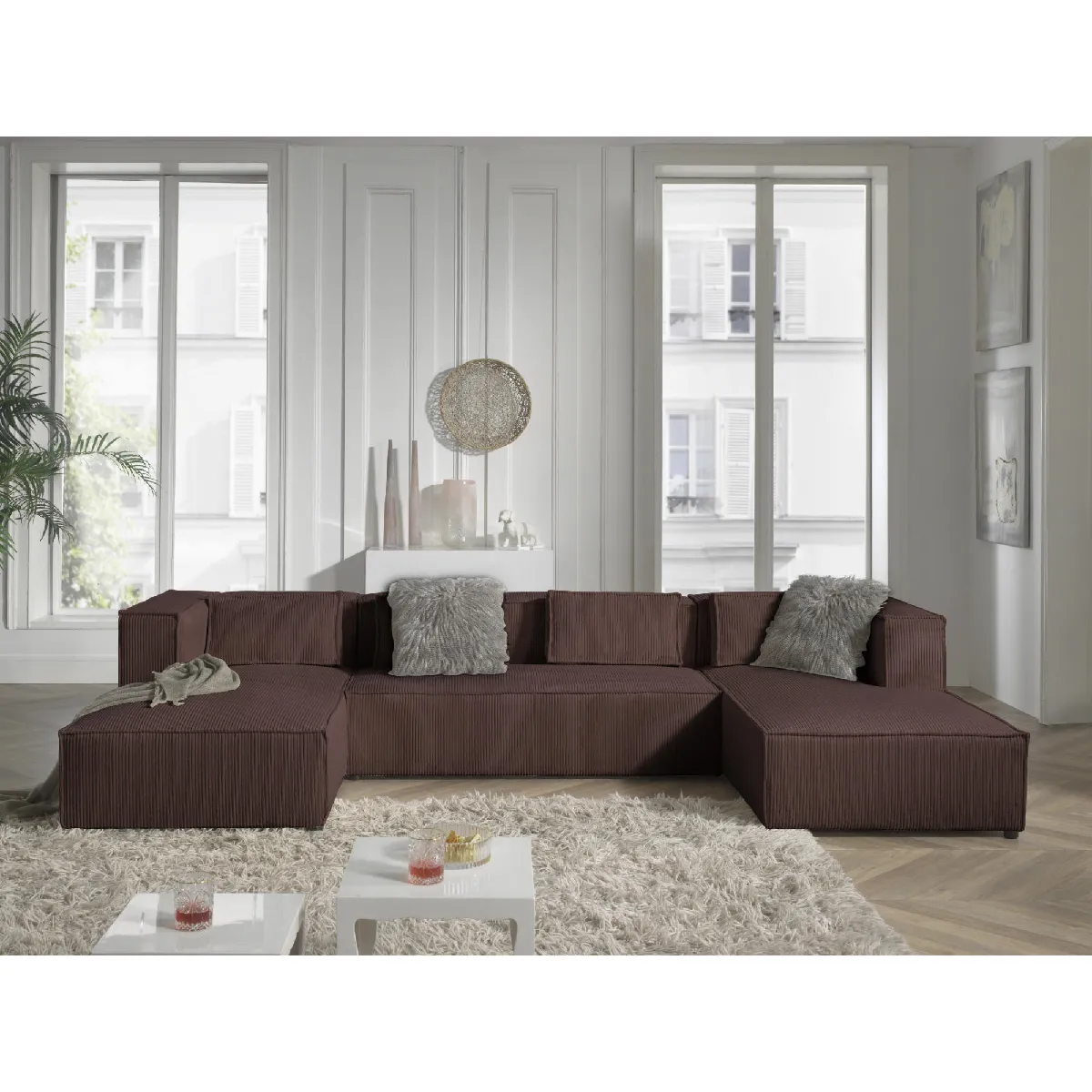 Lisa design canapé panoramique Stella - Marron