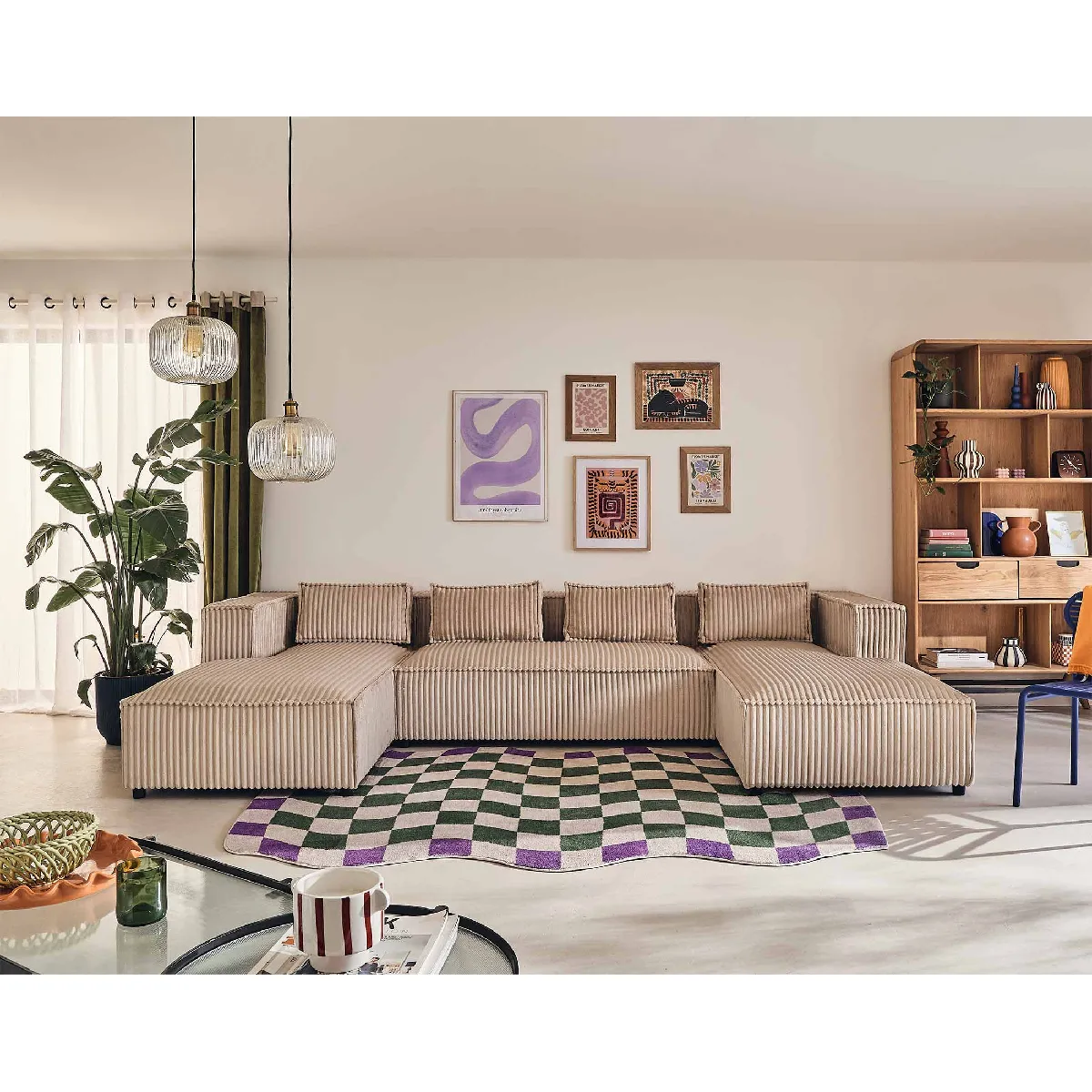 Lisa design Canapé panoramique Stella - Beige Lisa design Canapé panoramique Stella - Beige