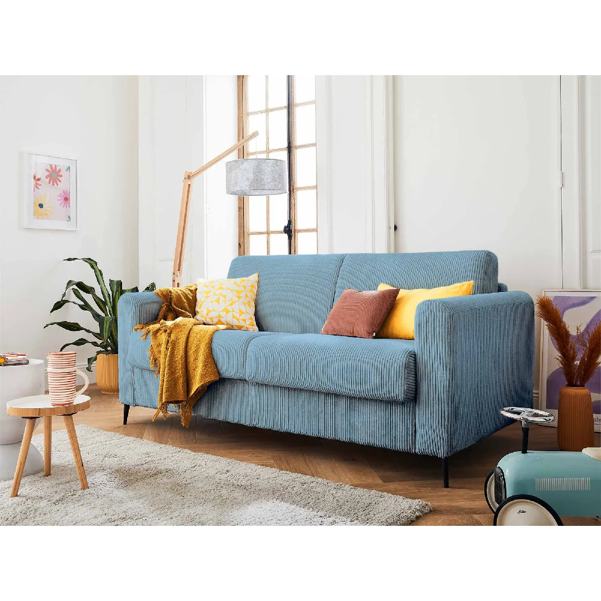 Owen - canapé lit 3 places convertible express couchage quotidien 140 cm matelas 12 cm en