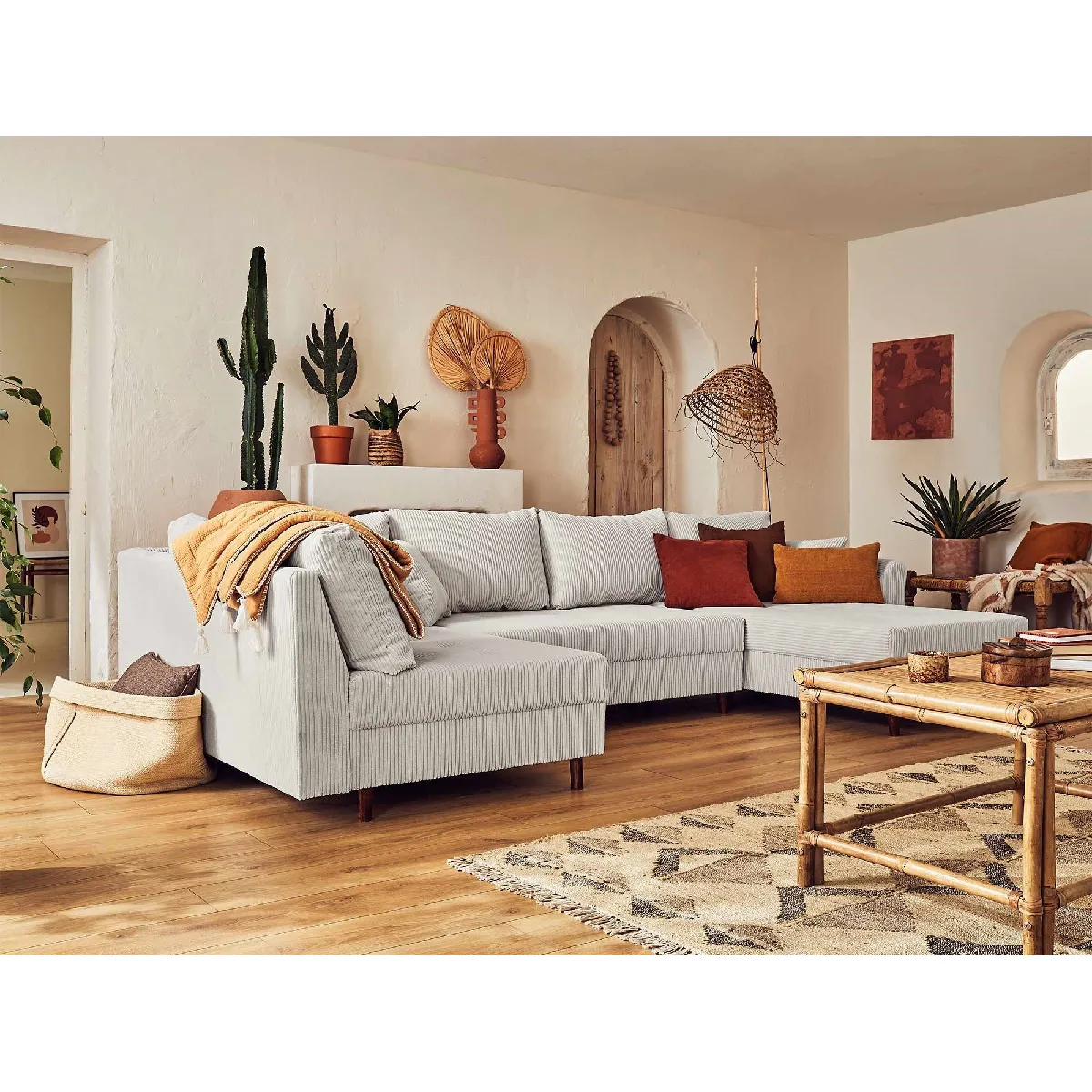 Lisa design canapé panoramique Rune - Gris clair