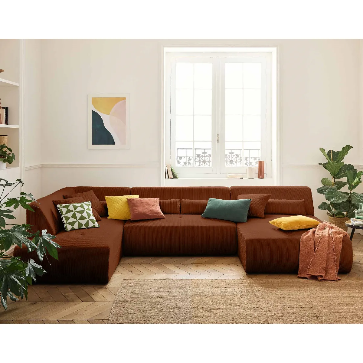 Lisa design Canapé panoramique modulable - Terracotta