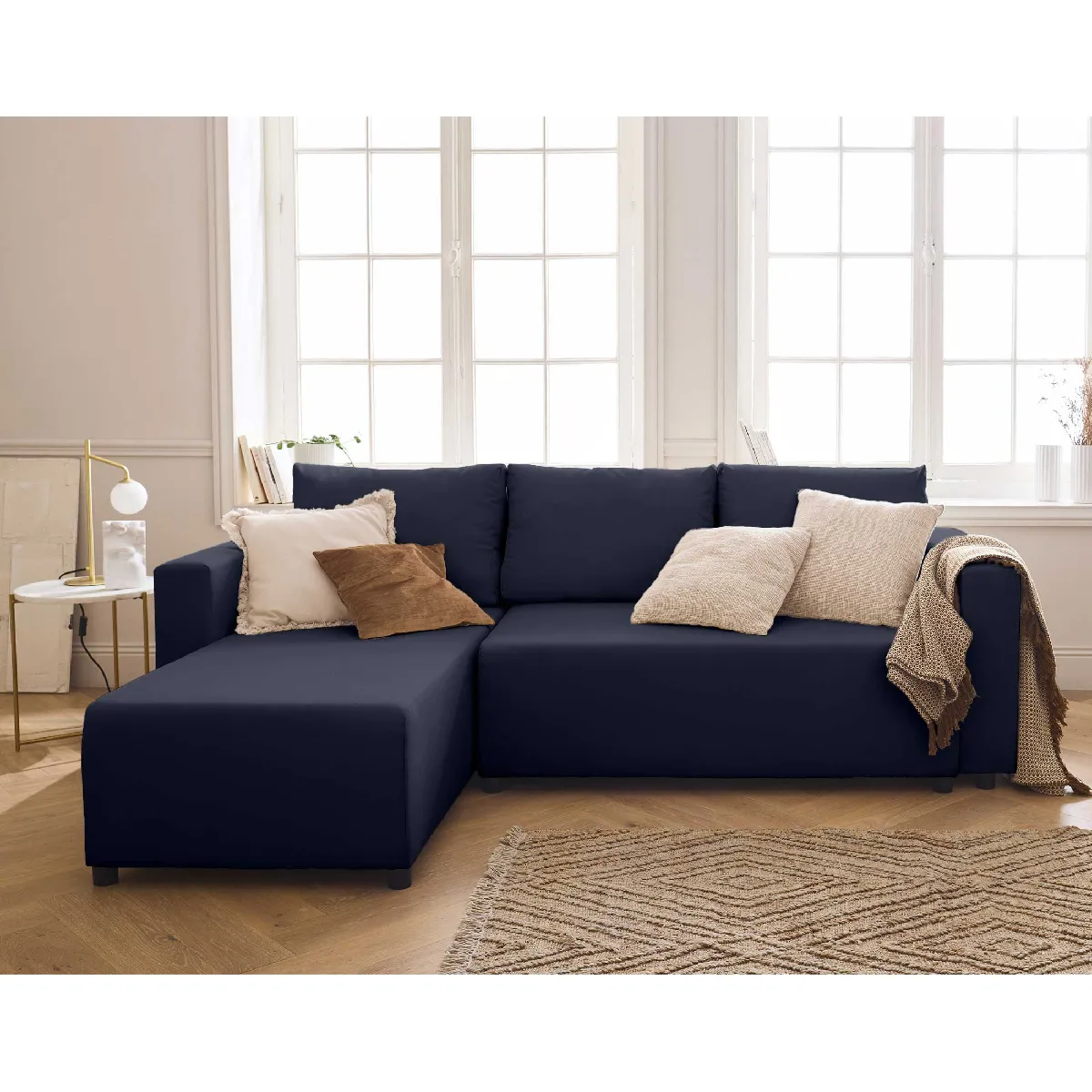 Regala canapé d'angle réversible 4 places convertible avec coffre en tissu - vue 3