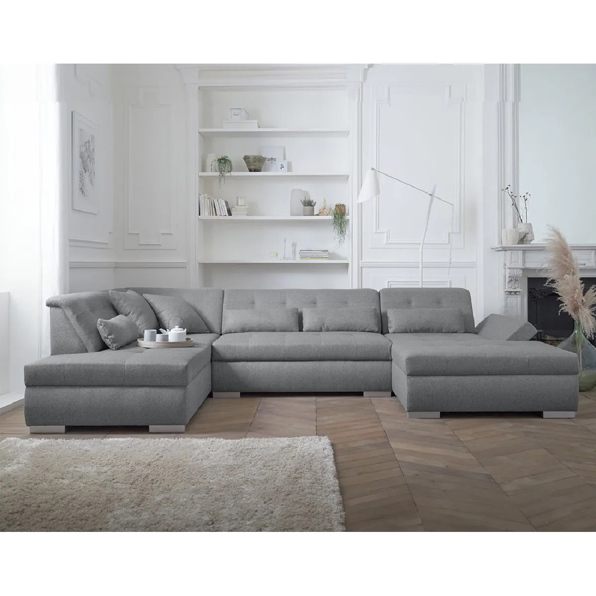Lisa design Canapé panoramique Vermont - Gris clair
