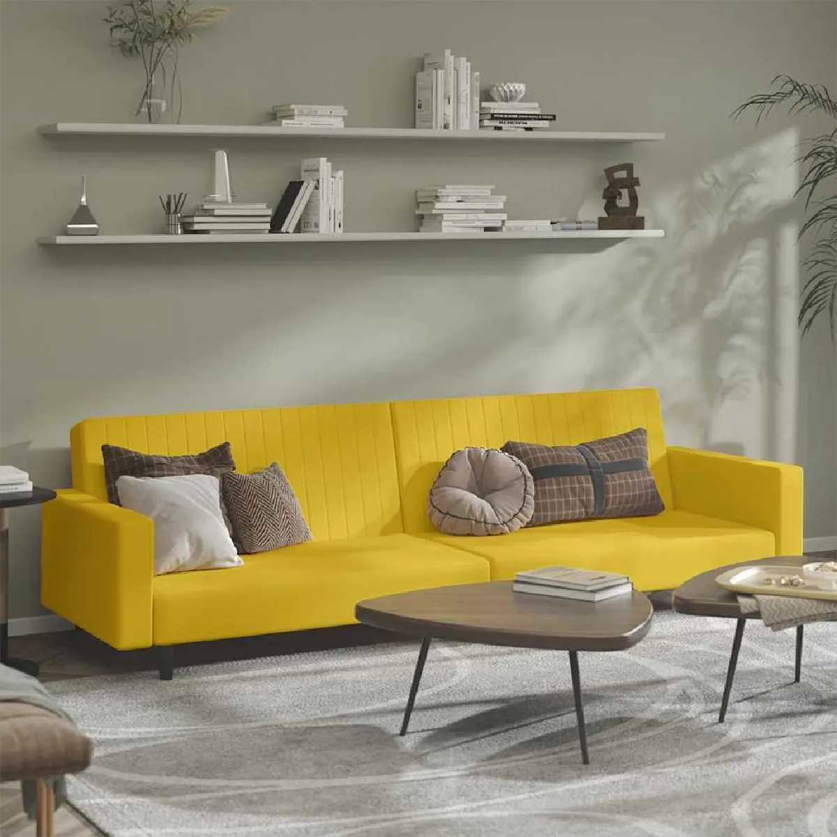 VIDAXL Canapé lit 2 places Jaune velours