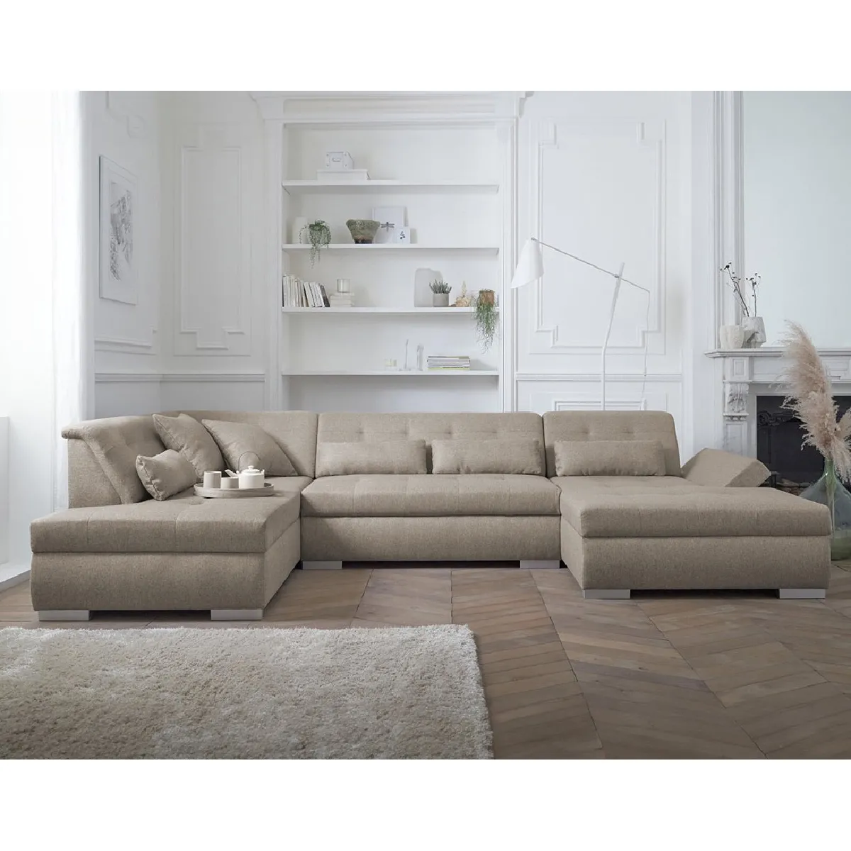 Lisa design Canapé panoramique Vermont - Beige
