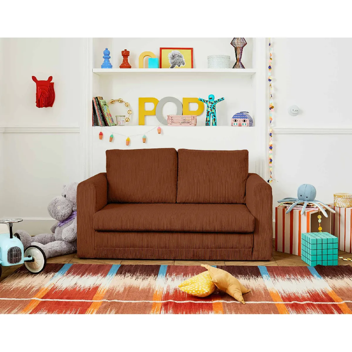 Bestmobilier Canapé droit 2 places convertible Terracotta - vue 2