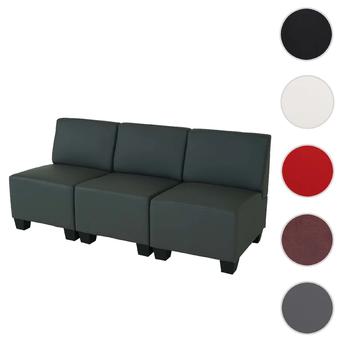 Mendler Canapé modulable Lyon 3 places - Gris foncé Mendler Canapé modulable Lyon 3 places - Gris foncé
