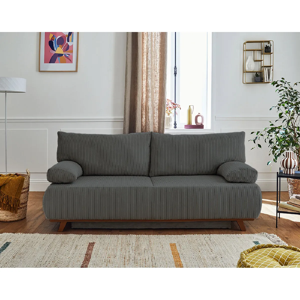 Bestmobilier Cristal canapé droit convertible - Gris foncé
