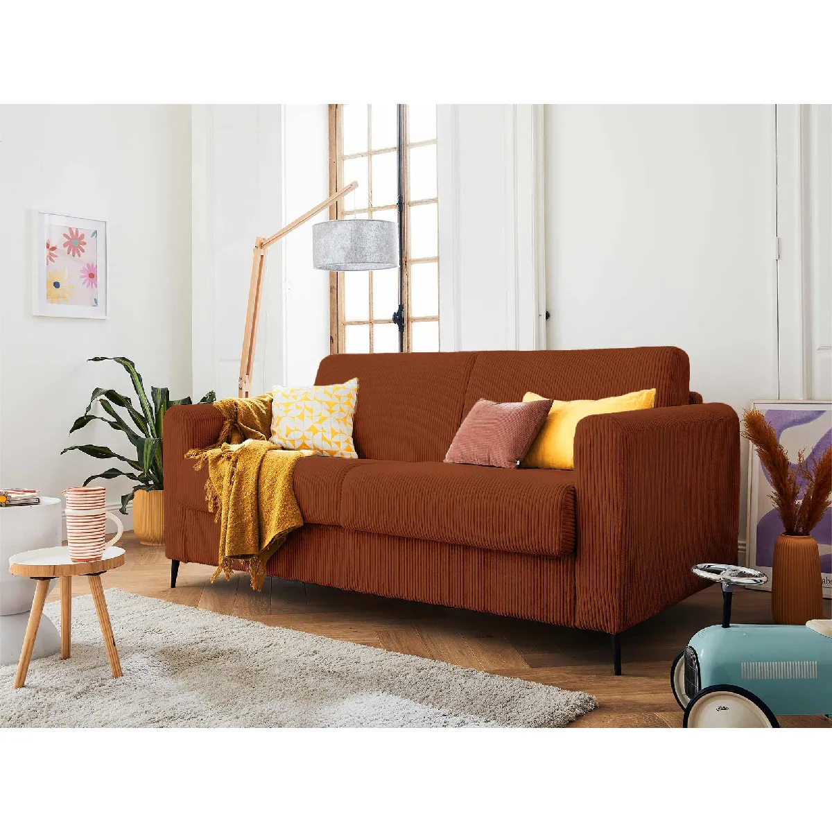 Owen - canapé lit 3 places convertible express couchage quotidien 140 cm matelas 12 cm en