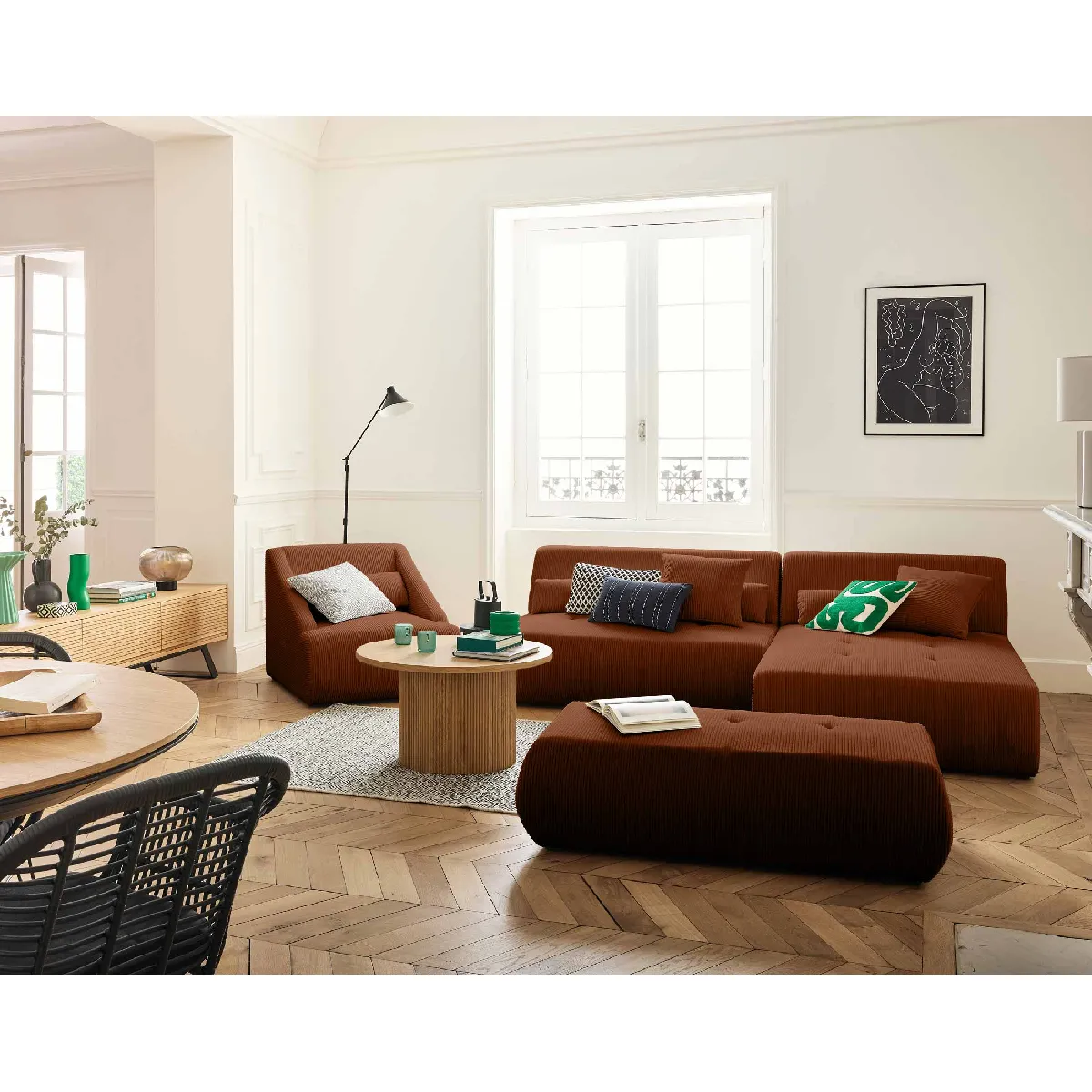 Lisa design Canapé modulable d'angle Onyx - Terracotta Lisa design Canapé modulable d'angle Onyx - Terracotta