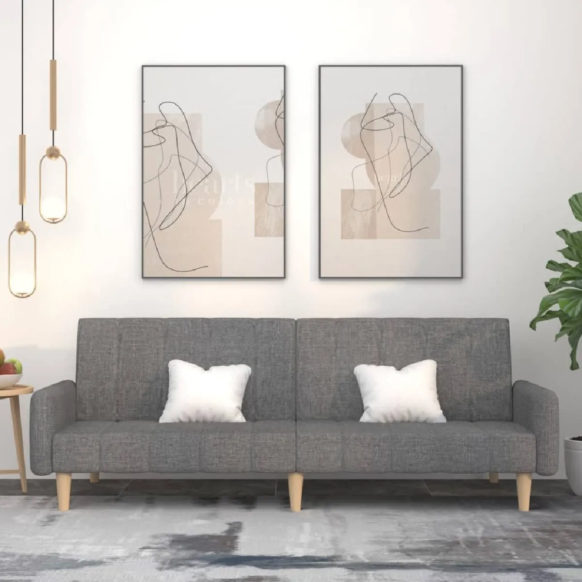 vidaXL Canapé-lit 2 places - Gris clair