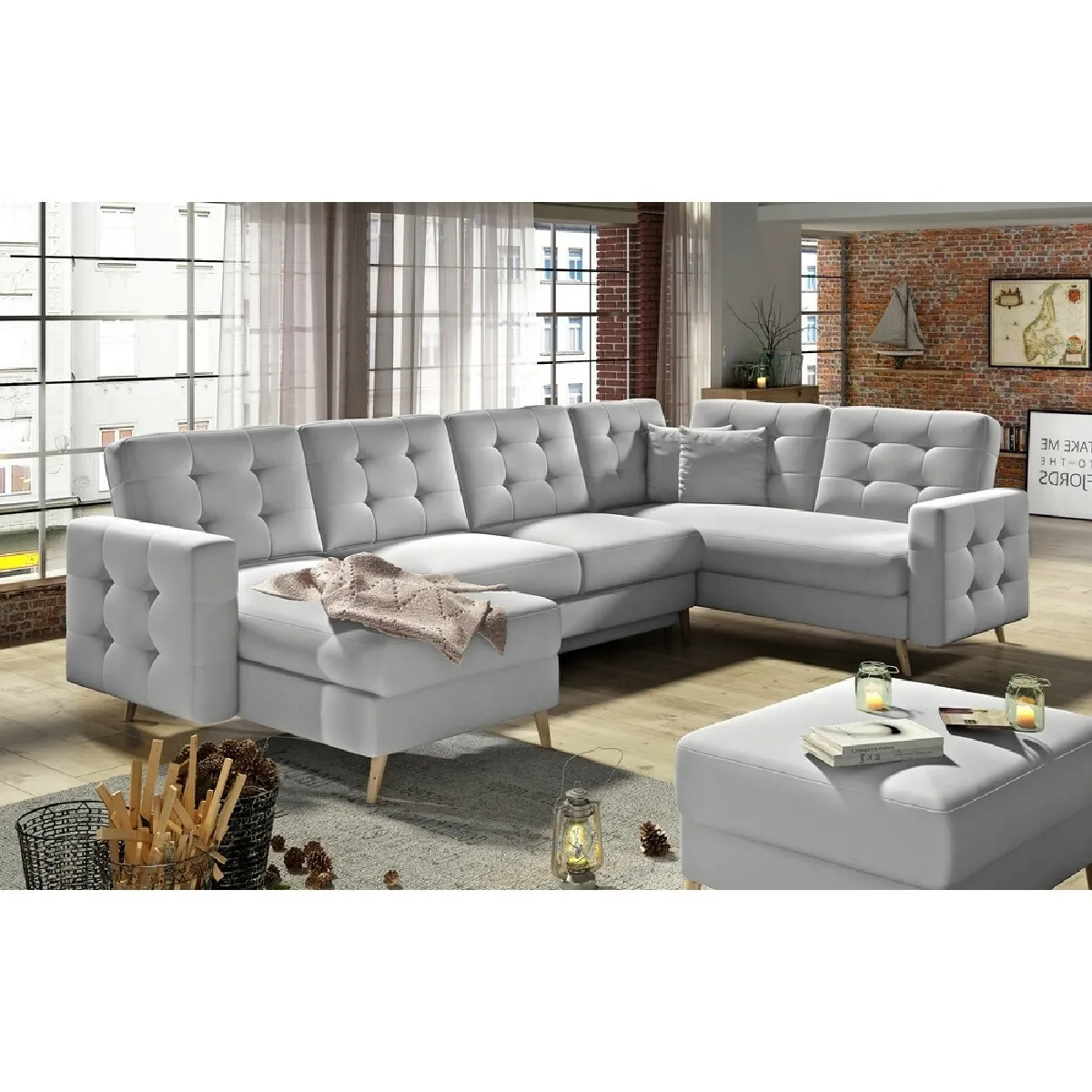 Venesetti canapé panoramique convertible - Gris Venesetti canapé panoramique convertible - Gris