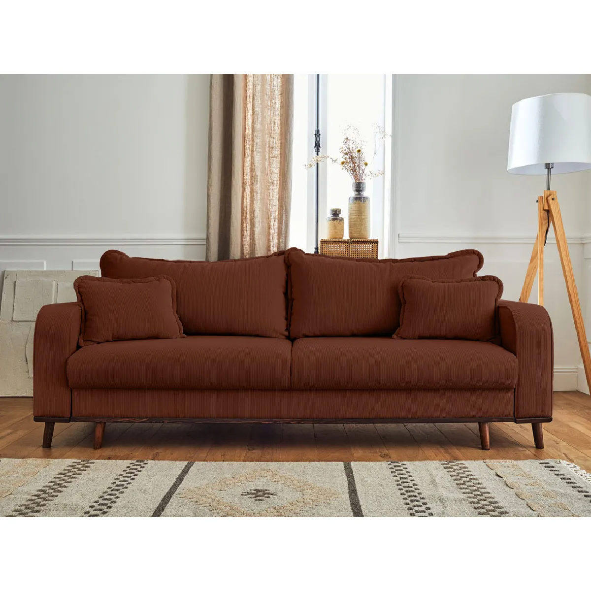 Lisa design Canapé convertible 3 places - Rouille Lisa design Canapé convertible 3 places - Rouille