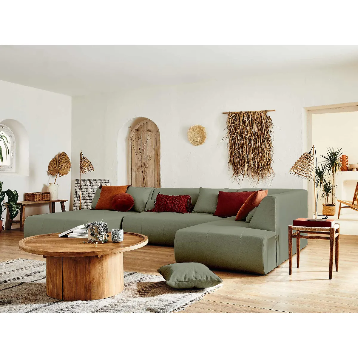 Lisa Design Onyx/Vert Canapé Modulable - Sauge