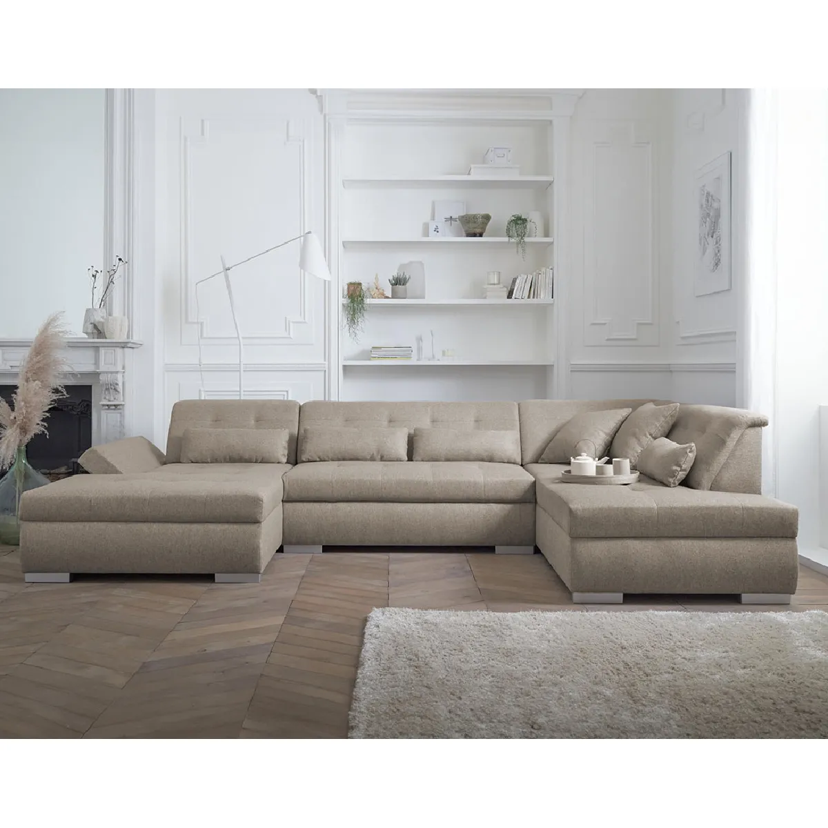Lisa design Canapé panoramique d'angle droit - Beige