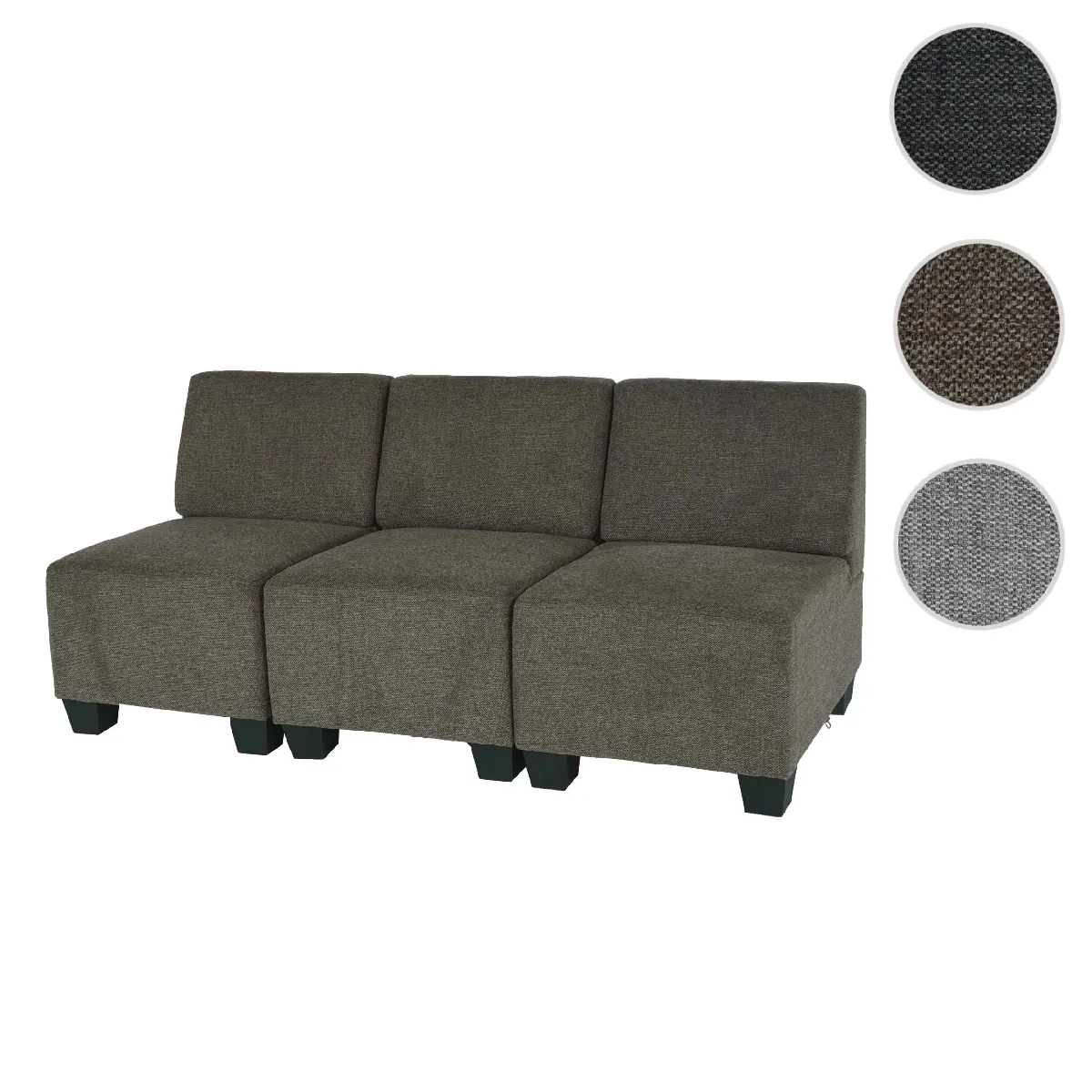 Mendler Canapé droit 3 places tissu - Marron Mendler Canapé droit 3 places tissu - Marron