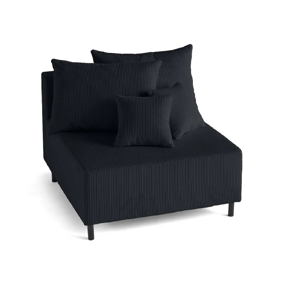 BestMobilier - Module d'assise Edinburg - Velours côtelé - Noir - Image 2