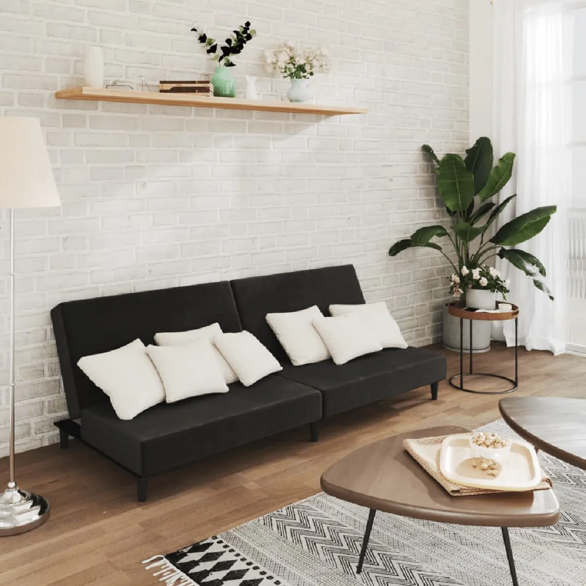 VIDAXL Canapé lit 2 places Jaune velours