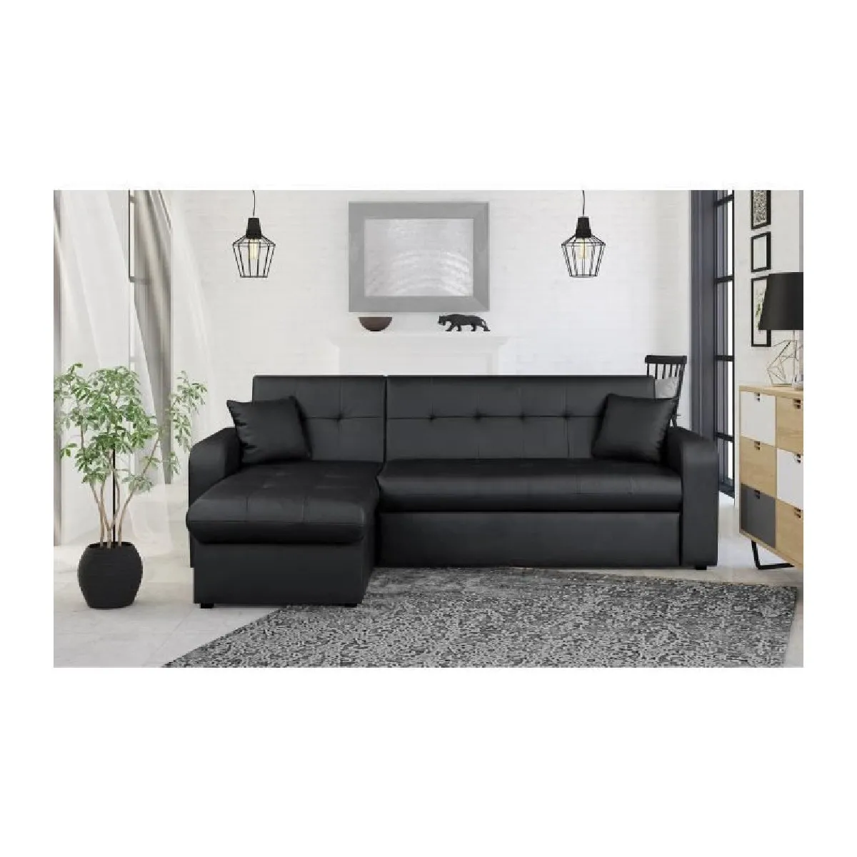 Canapés d'angle réversible convertibles gris design en tissu 3 places L. 248-170 x P. 96 x H. 83
