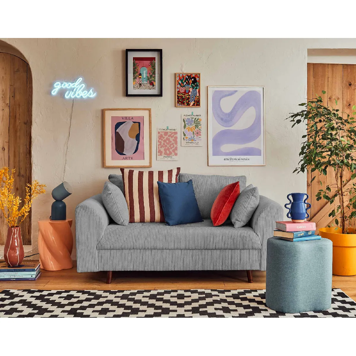 Lisa Design Gris/Clair Canapé Droit Rune
