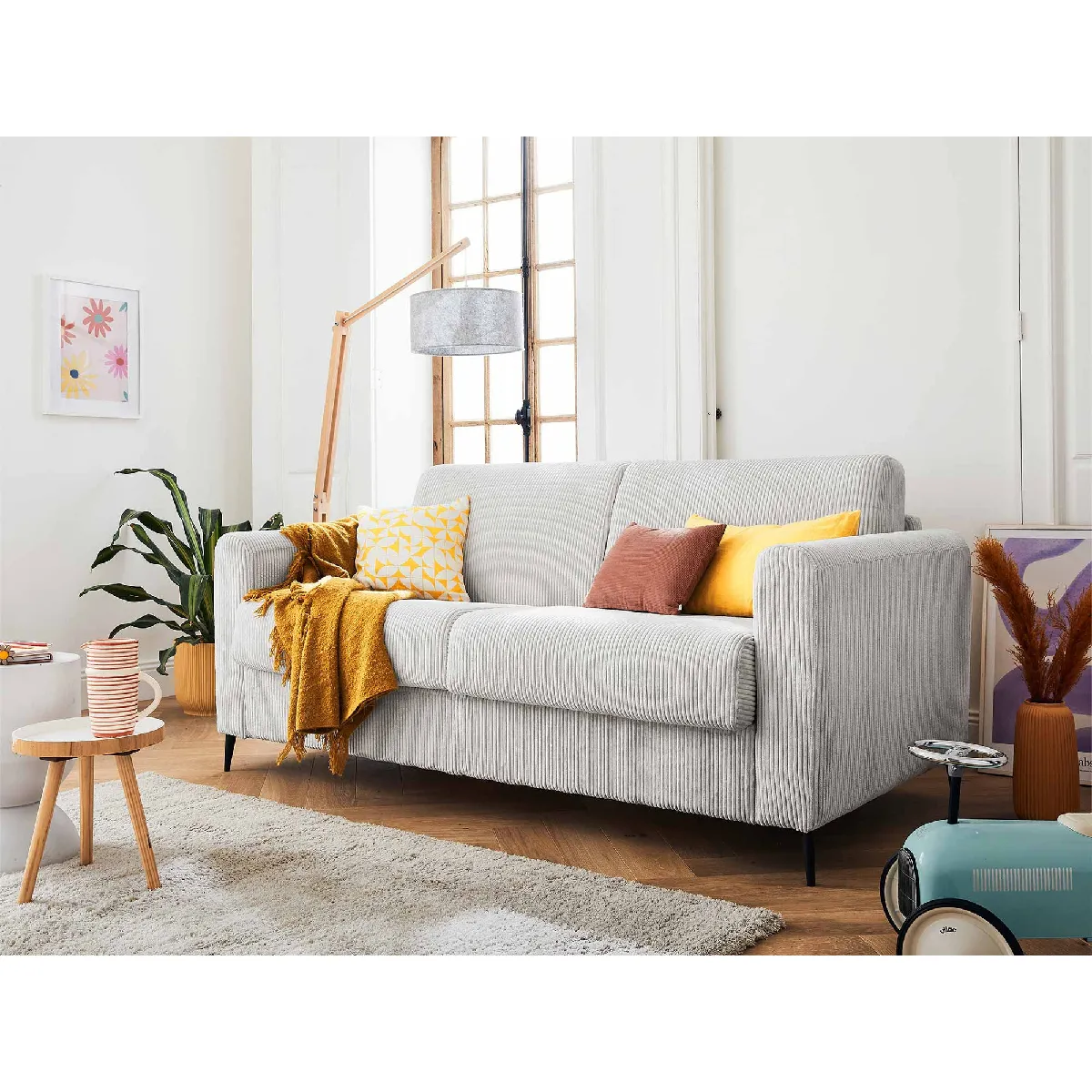 Owen - canapé lit 3 places convertible express couchage quotidien 140 cm matelas 12 cm en