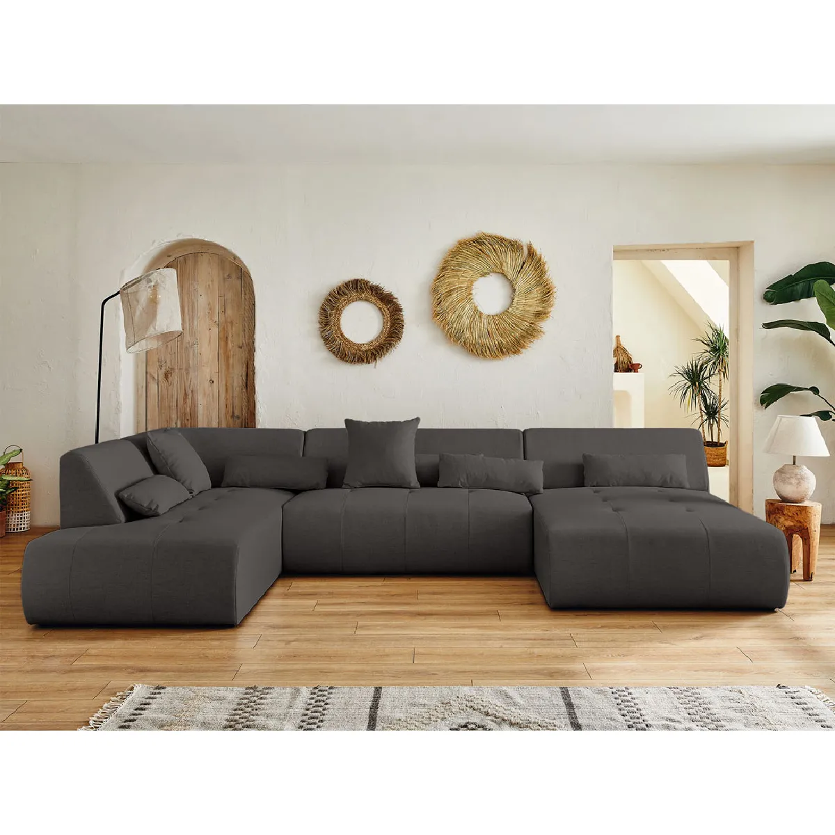 Onyx - canapé panoramique d'angle gauche 7 places - en tissu Onyx - canapé panoramique d'angle gauche 7 places - en tissu