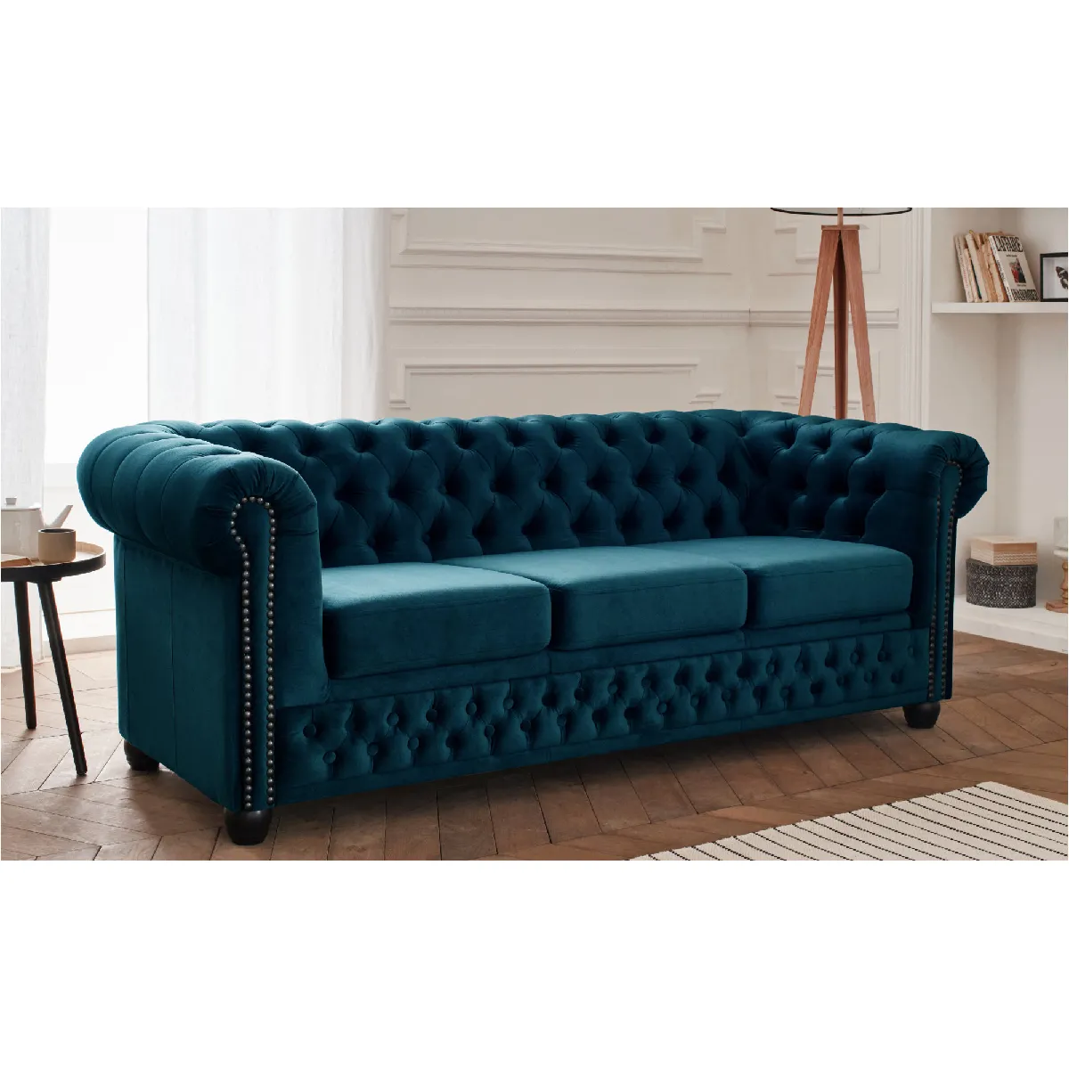 Lisa design canapé Chesterfield 3 places - Bleu canard Lisa design canapé Chesterfield 3 places - Bleu canard