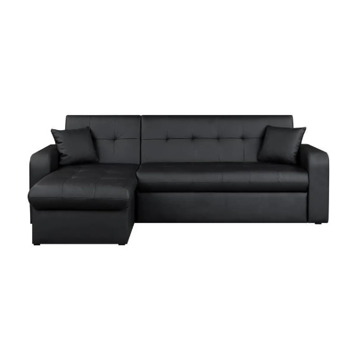 Canapé d'angle Convertibles 3 Places Tissu + Simili Cuir Bonita (Noir + Blanc, Canapé d'angle