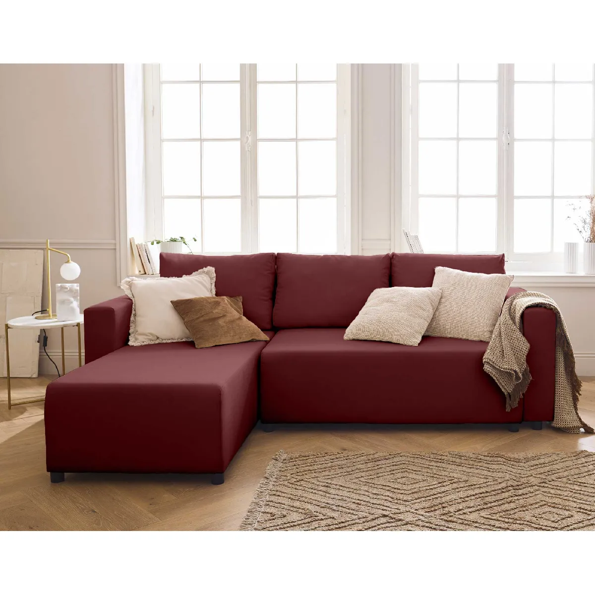 Regala canapé d'angle réversible 4 places convertible avec coffre en tissu - vue 2
