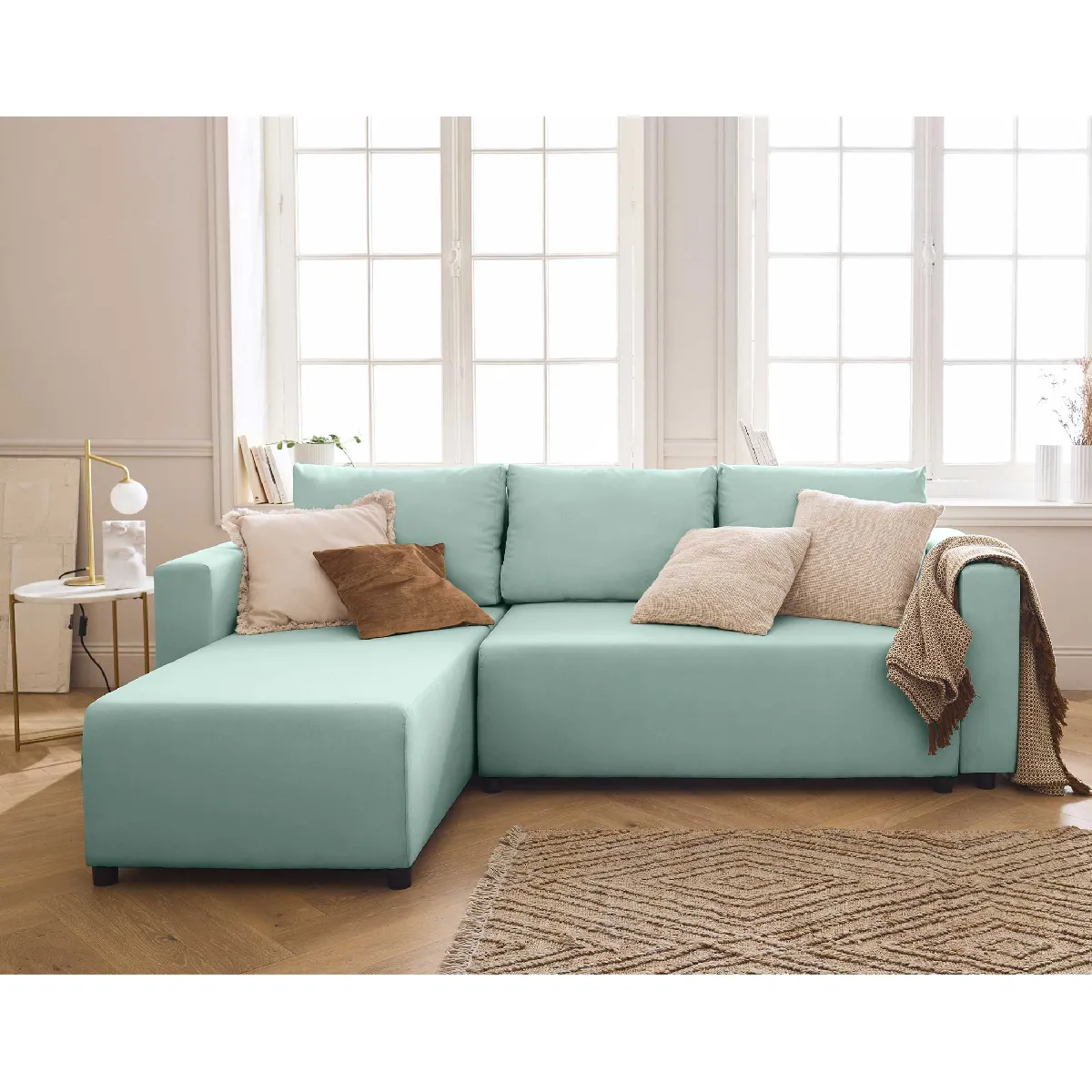 Regala canapé d'angle réversible 4 places convertible avec coffre en tissu - vue 4