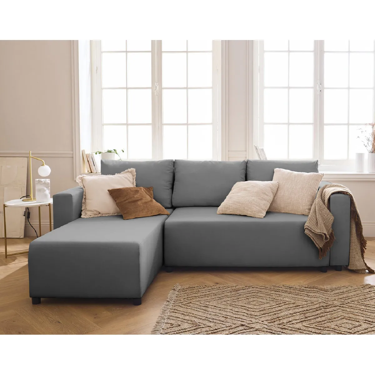 Regala - canapé d'angle réversible - 4 places - convertible avec coffre - en tissu