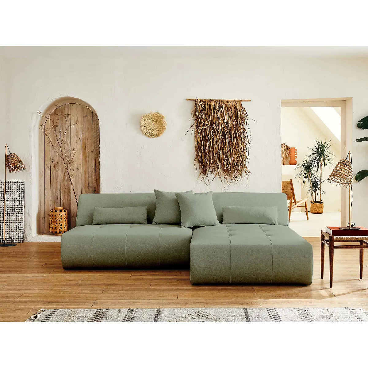 Lisa Design Onyx/Vert Canapé Modulable D'angle