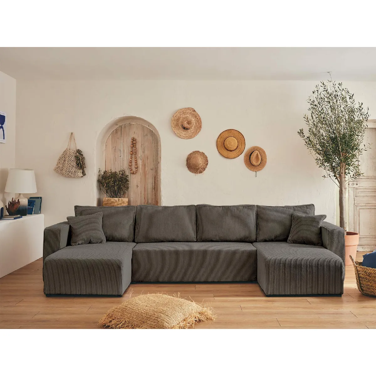 Bestmobilier Gris Canapé Panoramique Topaze