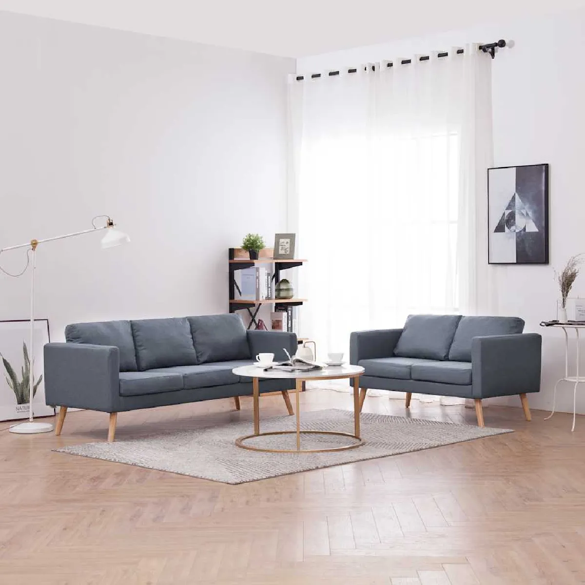 vidaXL Canapé tissu jaune - vue 2