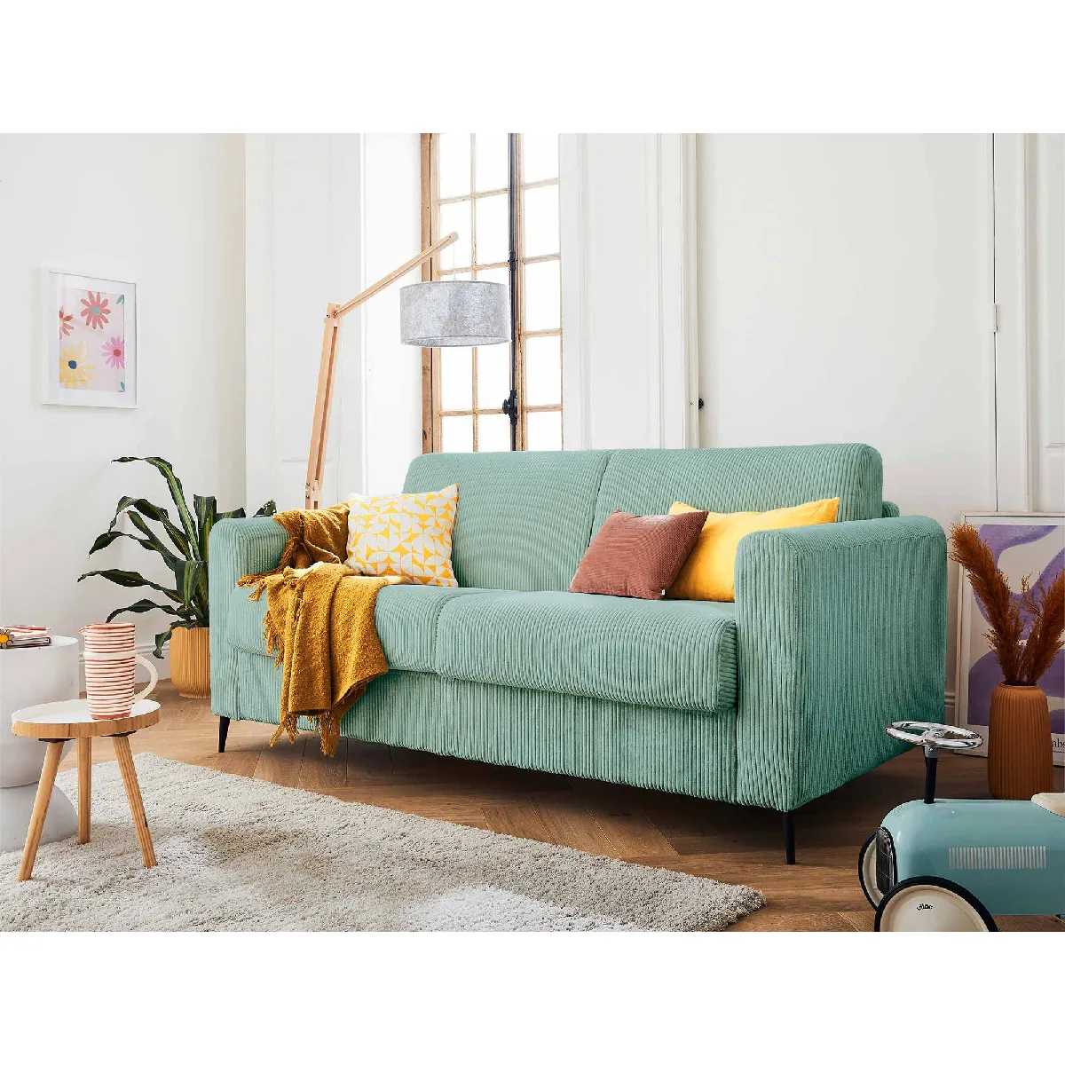 Owen - canapé lit 3 places convertible express couchage quotidien 140 cm matelas 12 cm en