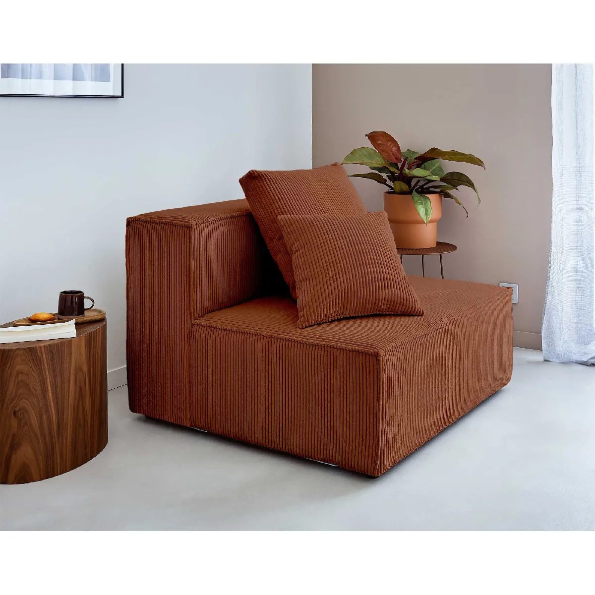 Bestmobilier Colombine - Module D'assise - En Velours Côtelé - Terracotta - Image 3