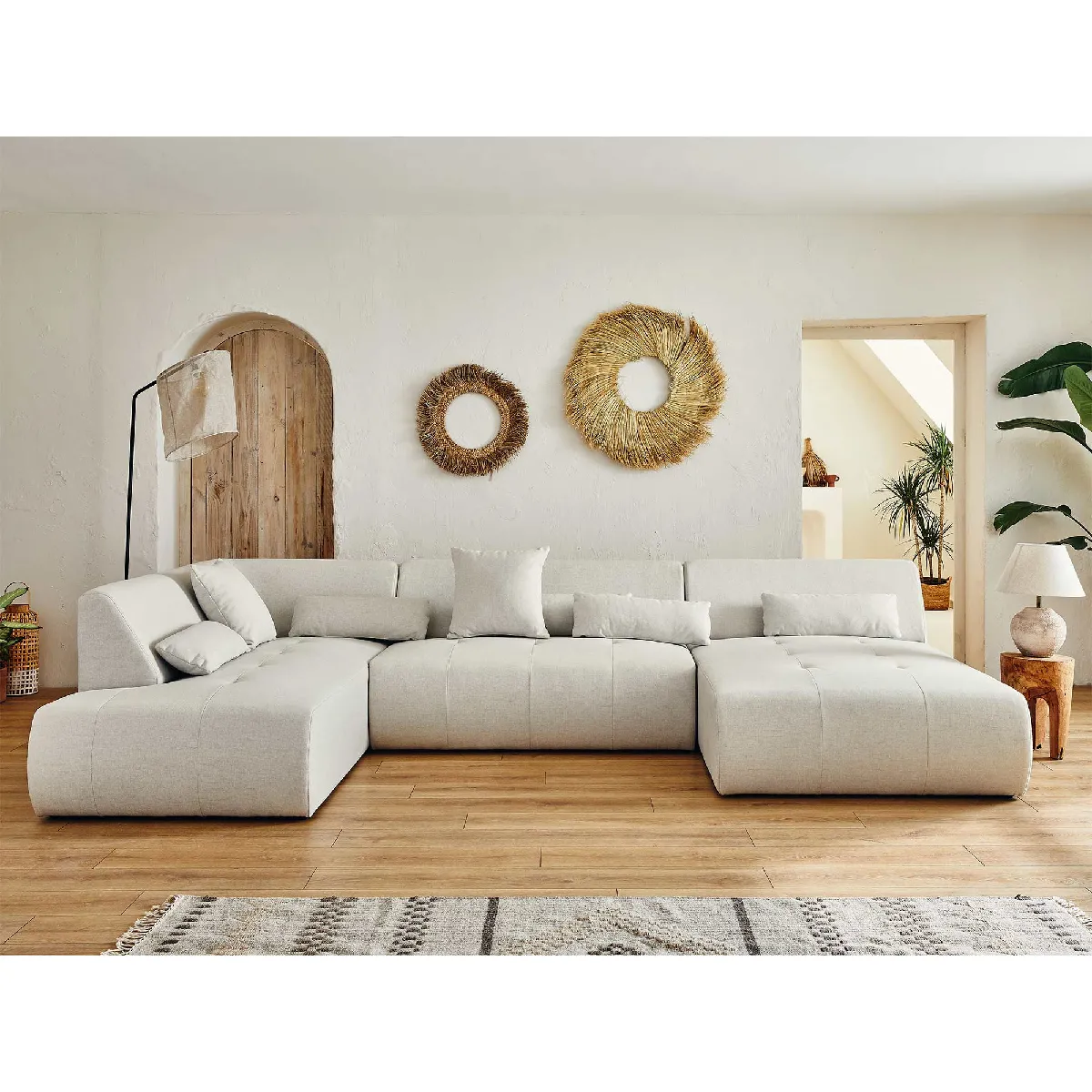 Lisa design Canapé panoramique Onyx - Beige