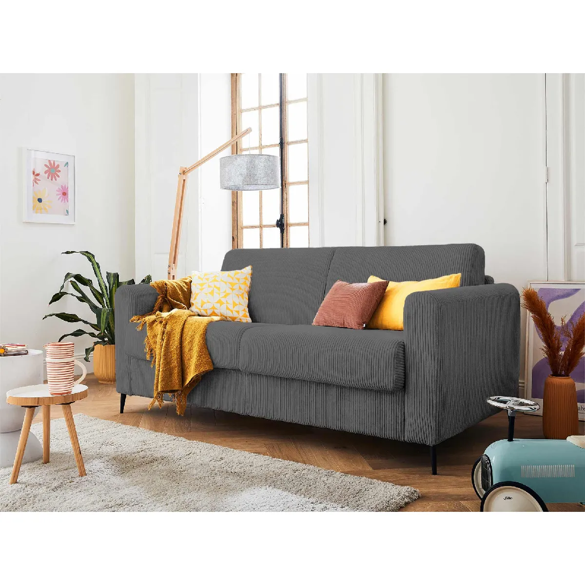 Owen - canapé lit 3 places convertible express couchage quotidien 140 cm matelas 12 cm en