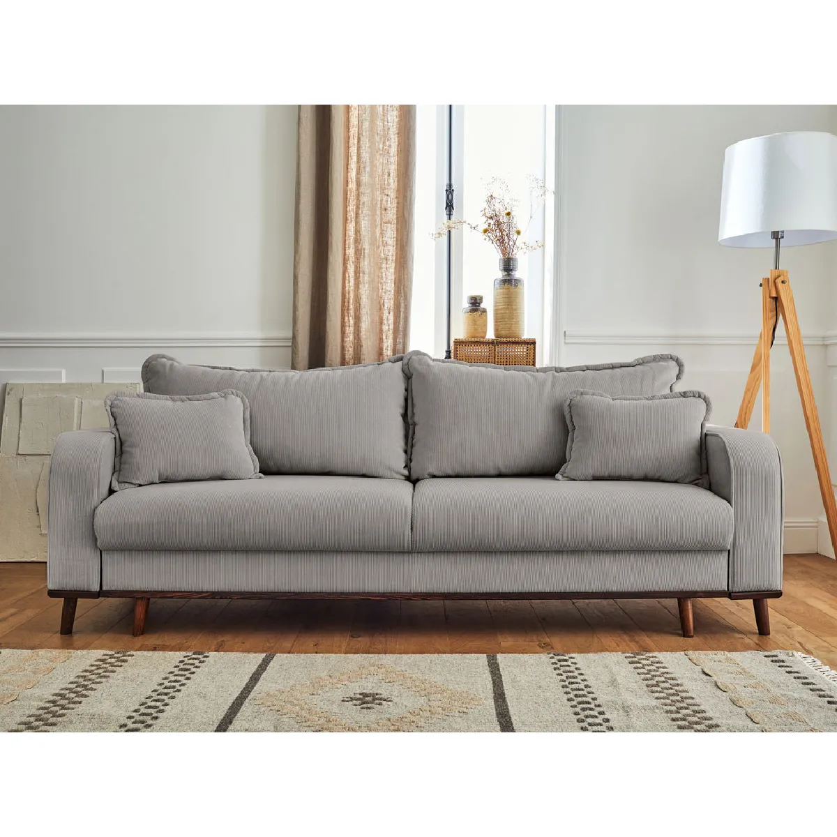 Lisa design Canapé convertible 3 places - Gris clair Lisa design Canapé convertible 3 places - Gris clair
