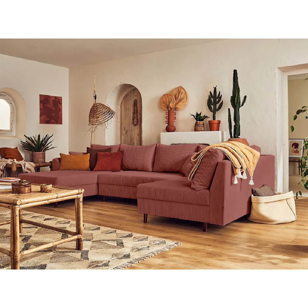 Lisa design Canapé panoramique - Terracotta