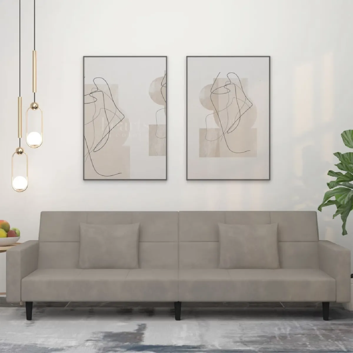 vidaXL Canapé lit à 2 places Velours - vue 2