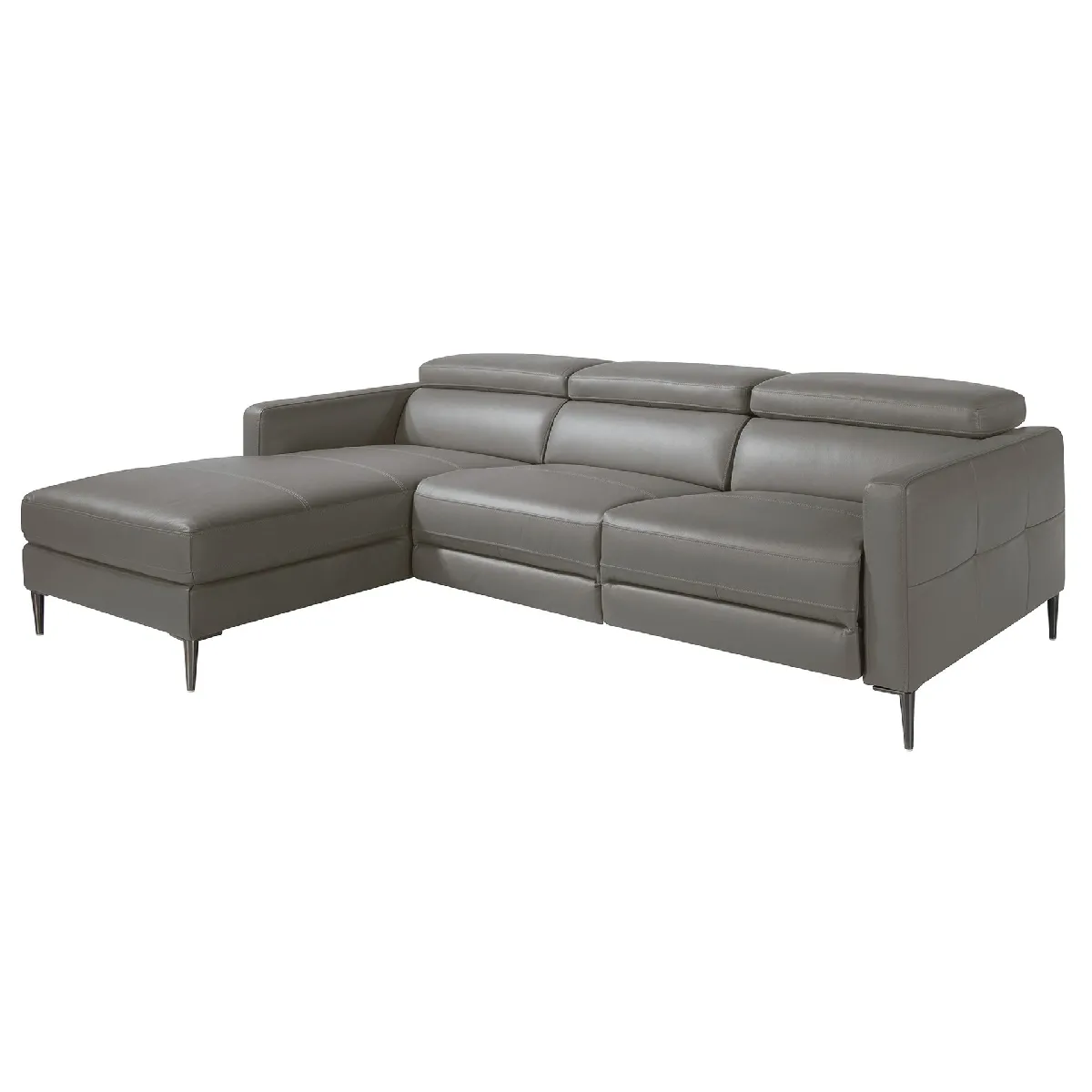 Canapé d'angle relax gauche en cuir gris foncé