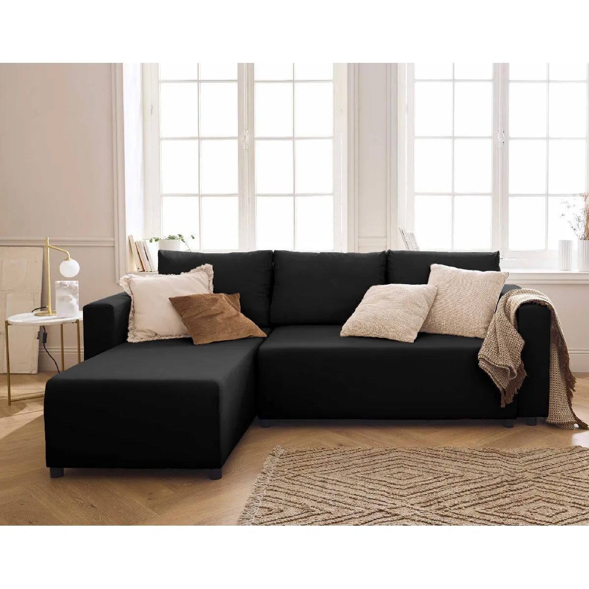 Regala canapé d'angle réversible 4 places convertible avec coffre en tissu - vue 8